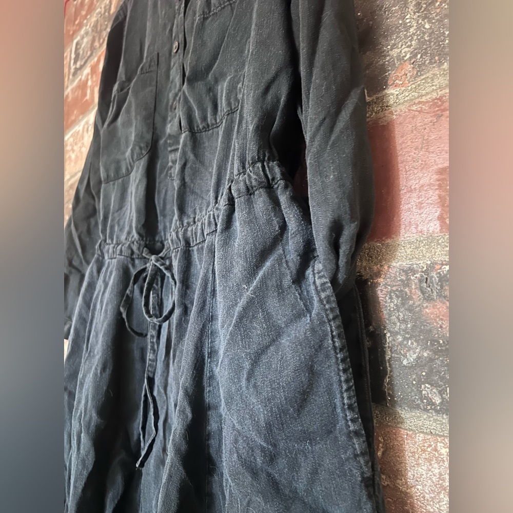 Denim Charcoal three quarter sleeve dress with pockets